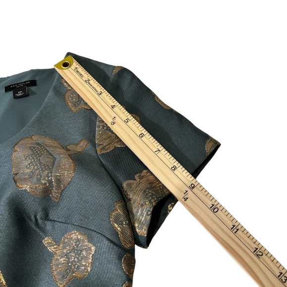 Ann Taylor Floral Gold Metallic Sheath Mini Dress Size 2P Party Cocktail Dressy - Picture 11 of 16